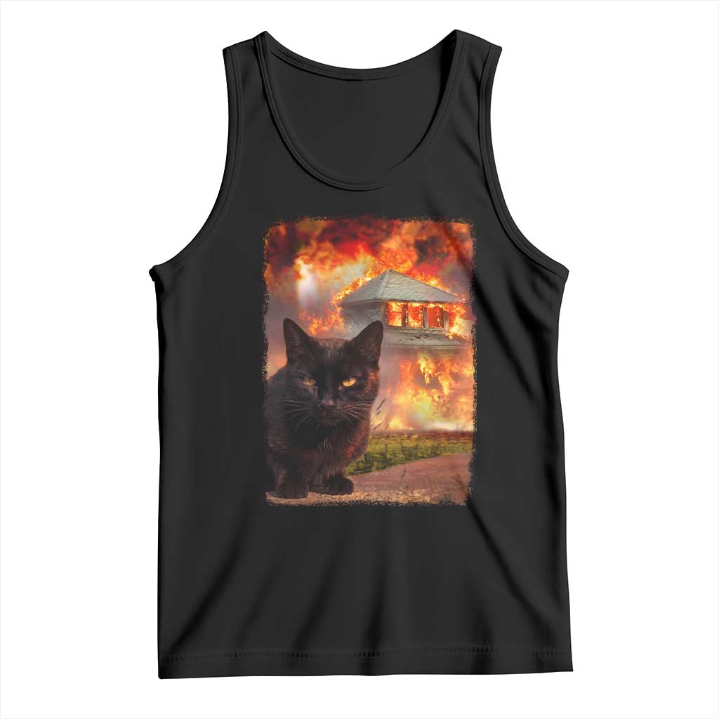 Funny Crazy Cat Selfie Tank Top Bad Kitty Chaos Humor Graphic