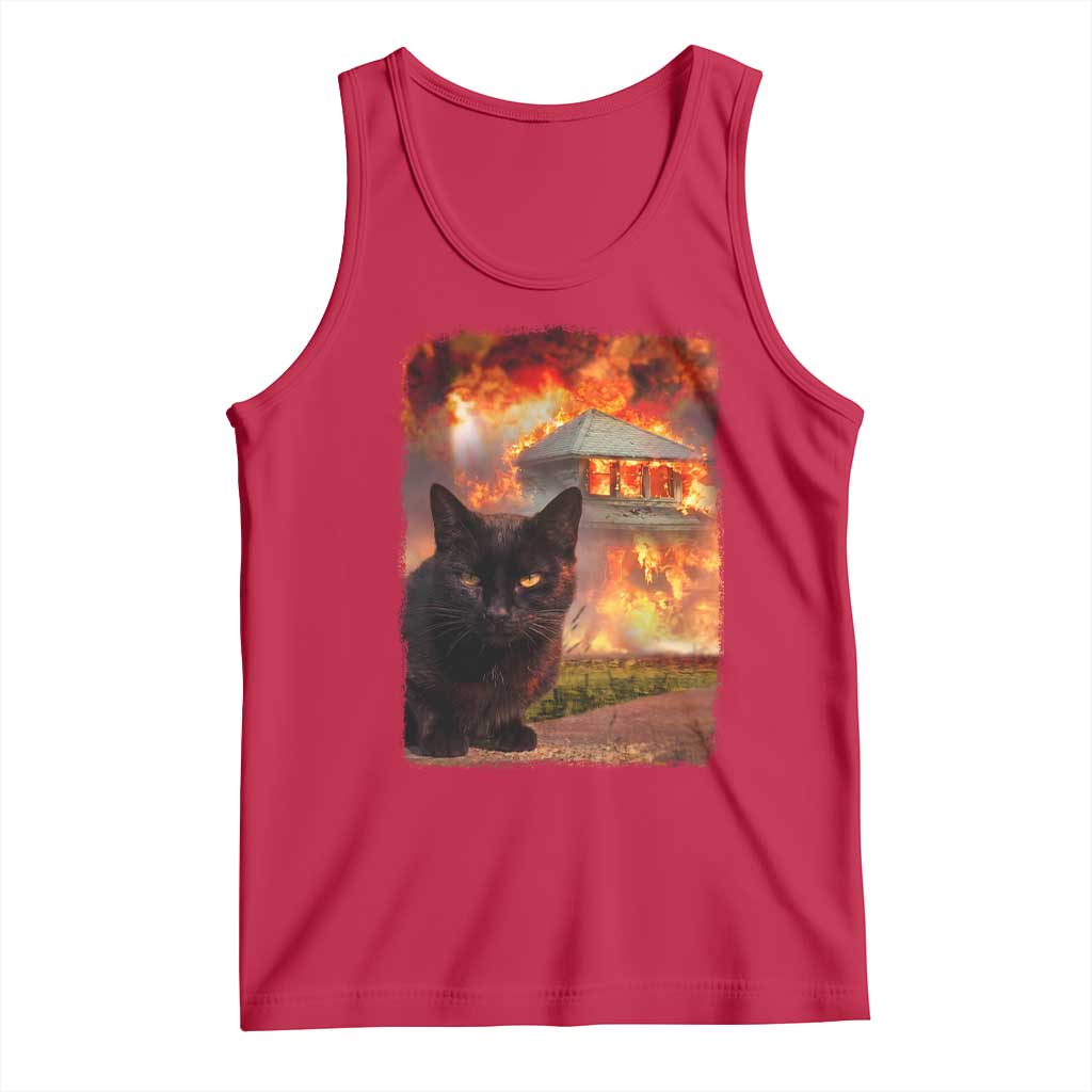 Funny Crazy Cat Selfie Tank Top Bad Kitty Chaos Humor Graphic