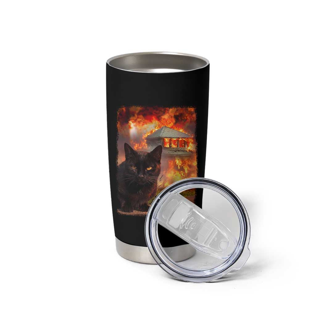 Funny Crazy Cat Selfie Tumbler Cup Bad Kitty Chaos Humor Graphic