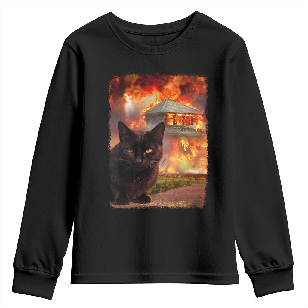 Funny Crazy Cat Selfie Youth Sweatshirt Bad Kitty Chaos Humor Graphic