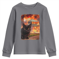 Funny Crazy Cat Selfie Youth Sweatshirt Bad Kitty Chaos Humor Graphic