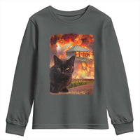 Funny Crazy Cat Selfie Youth Sweatshirt Bad Kitty Chaos Humor Graphic