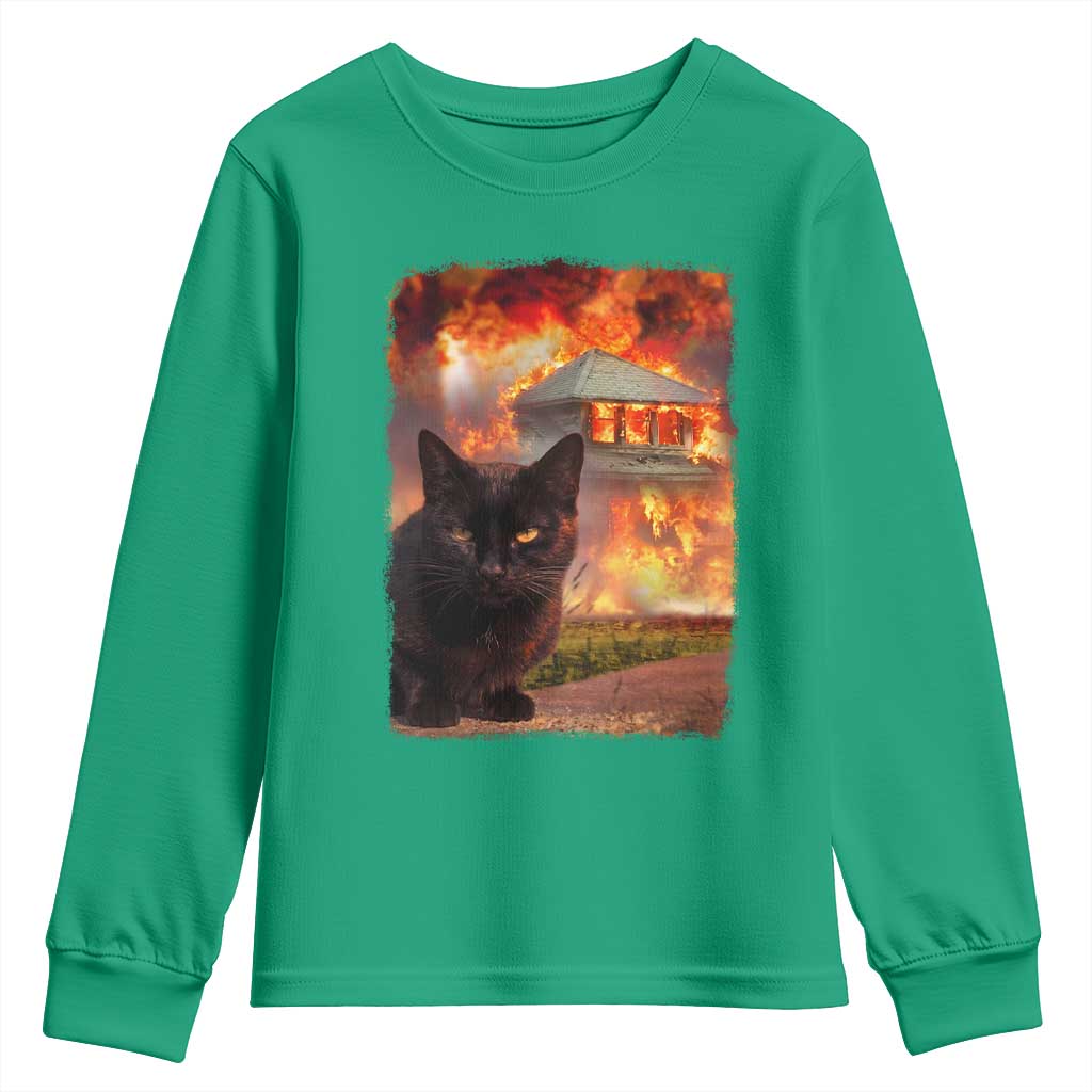 Funny Crazy Cat Selfie Youth Sweatshirt Bad Kitty Chaos Humor Graphic