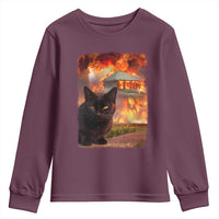 Funny Crazy Cat Selfie Youth Sweatshirt Bad Kitty Chaos Humor Graphic