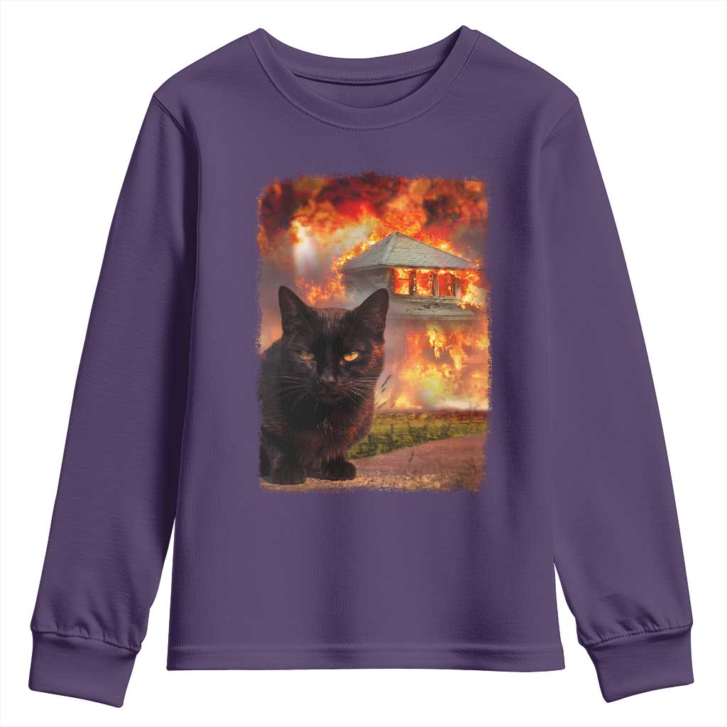 Funny Crazy Cat Selfie Youth Sweatshirt Bad Kitty Chaos Humor Graphic