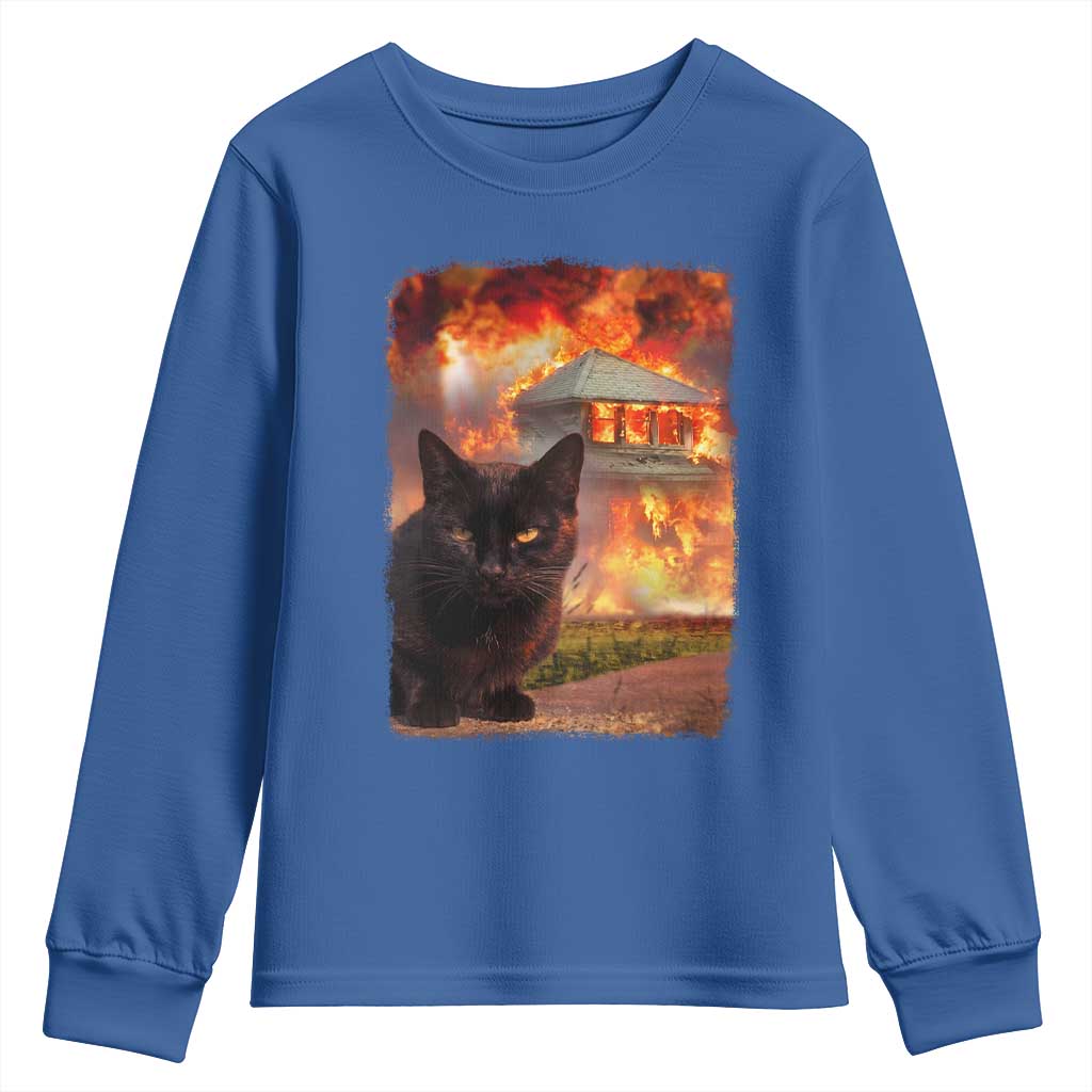 Funny Crazy Cat Selfie Youth Sweatshirt Bad Kitty Chaos Humor Graphic