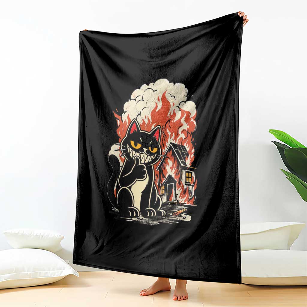 Funny Trouble Maker Cat Throw Blanket Cute Mischief Graphic Gift For Cat Lover