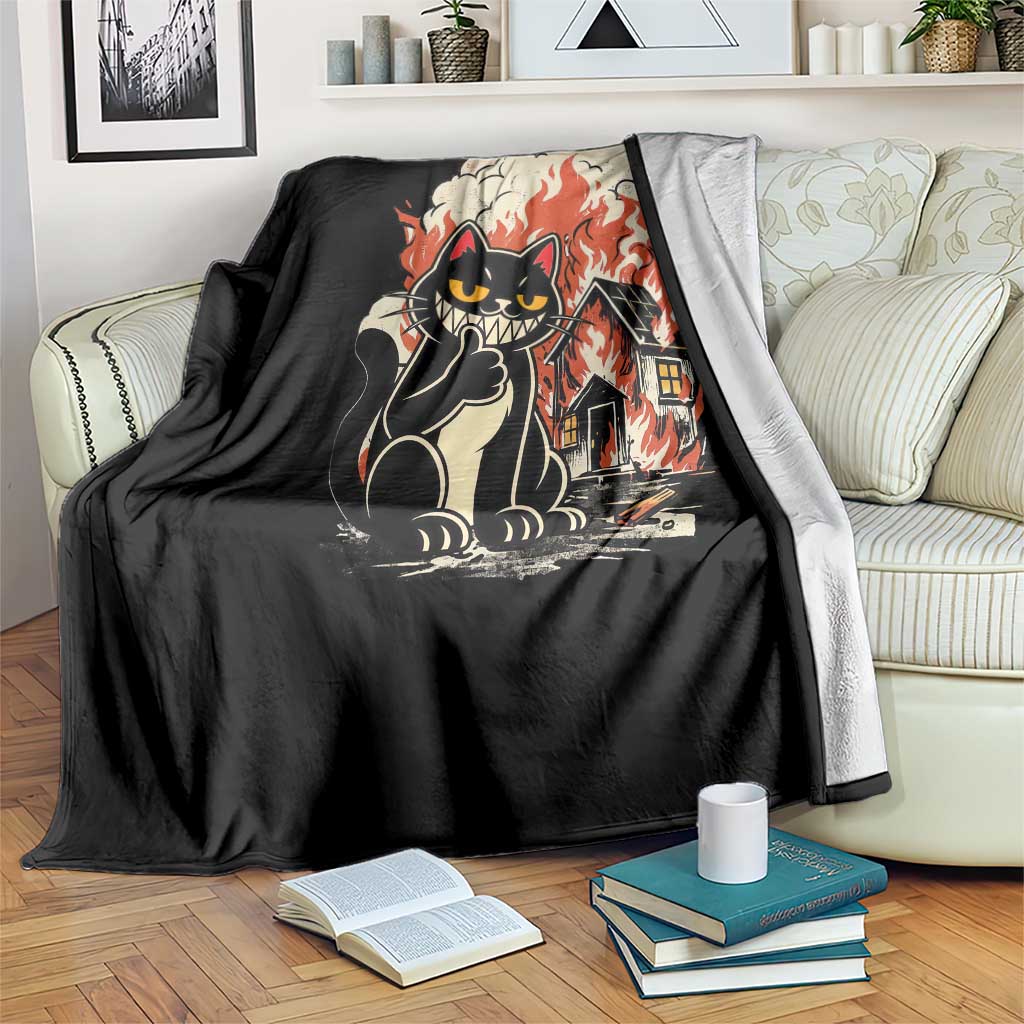 Funny Trouble Maker Cat Throw Blanket Cute Mischief Graphic Gift For Cat Lover