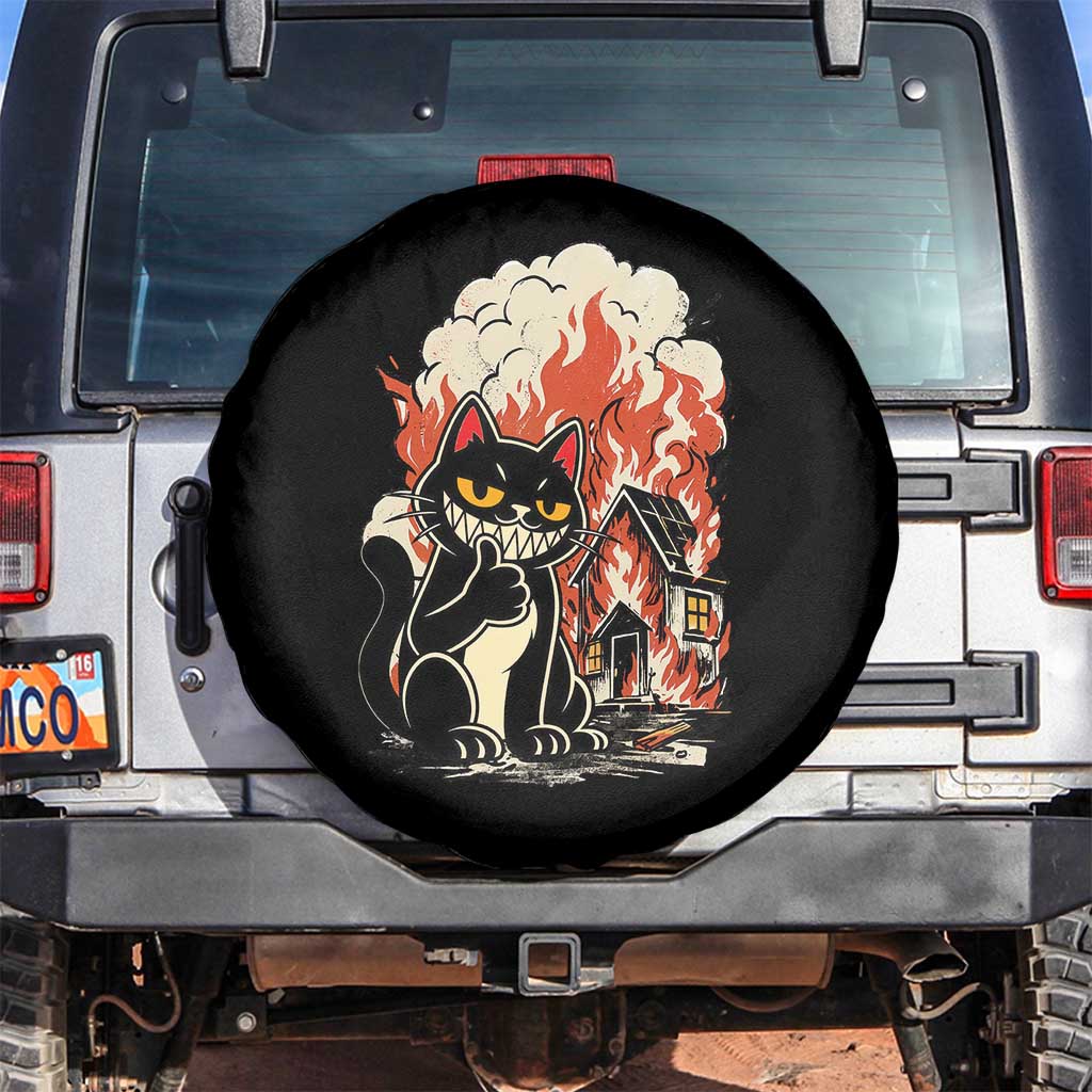Funny Trouble Maker Cat Spare Tire Cover Cute Mischief Graphic Gift For Cat Lover