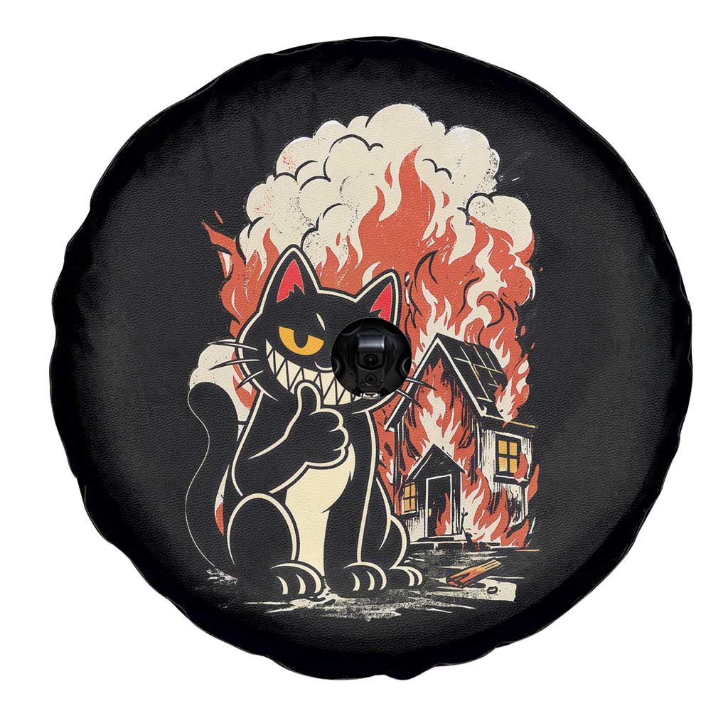 Funny Trouble Maker Cat Spare Tire Cover Cute Mischief Graphic Gift For Cat Lover