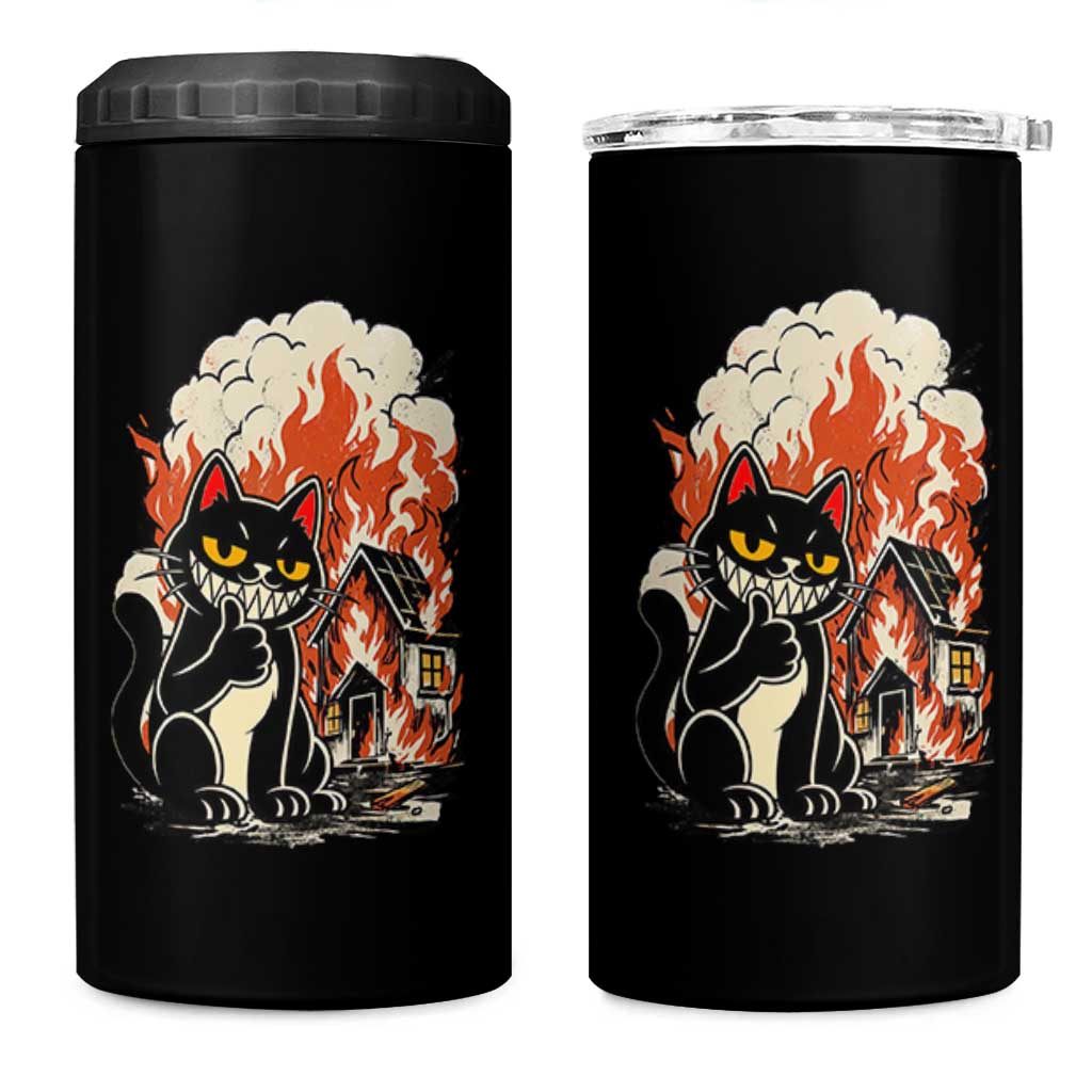 Funny Trouble Maker Cat 4 in 1 Can Cooler Tumbler Cute Mischief Graphic Gift For Cat Lover