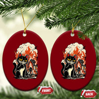 Funny Trouble Maker Cat Ceramic Ornament Cute Mischief Graphic Gift For Cat Lover