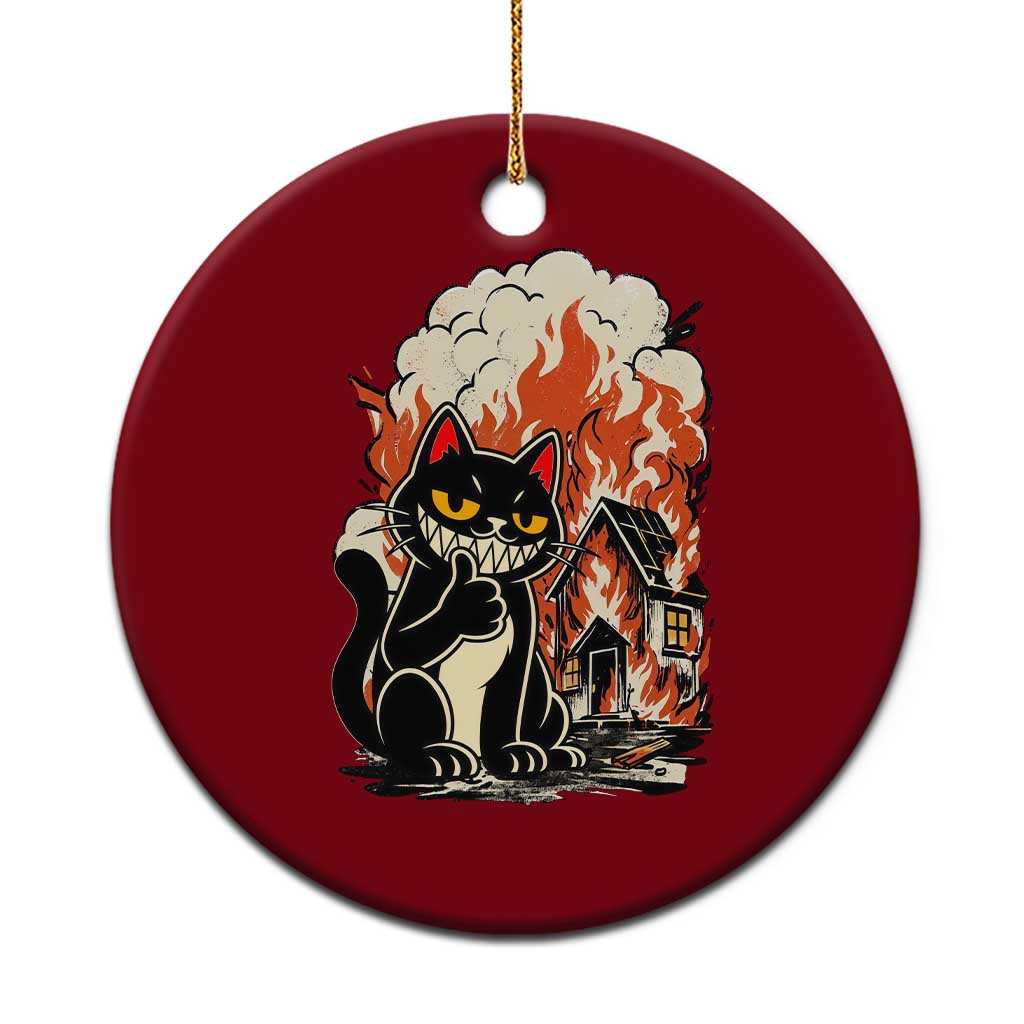 Funny Trouble Maker Cat Ceramic Ornament Cute Mischief Graphic Gift For Cat Lover