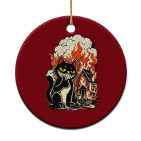 Funny Trouble Maker Cat Ceramic Ornament Cute Mischief Graphic Gift For Cat Lover