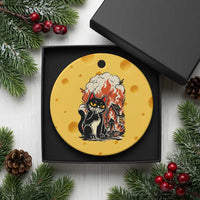 Funny Trouble Maker Cat Ceramic Ornament Cute Mischief Graphic Gift For Cat Lover