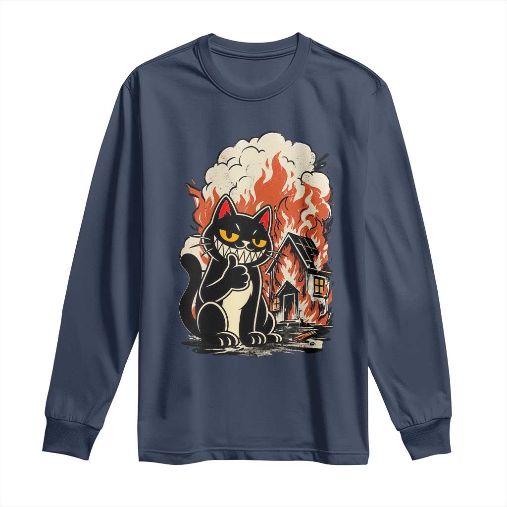 Funny Trouble Maker Cat Long Sleeve Shirt Cute Mischief Graphic Gift For Cat Lover