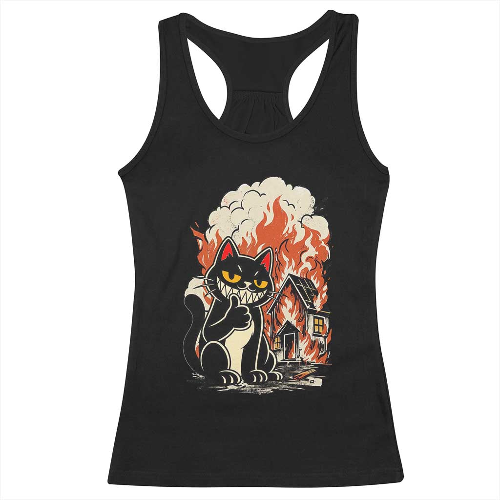 Funny Trouble Maker Cat Racerback Tank Top Cute Mischief Graphic Gift For Cat Lover