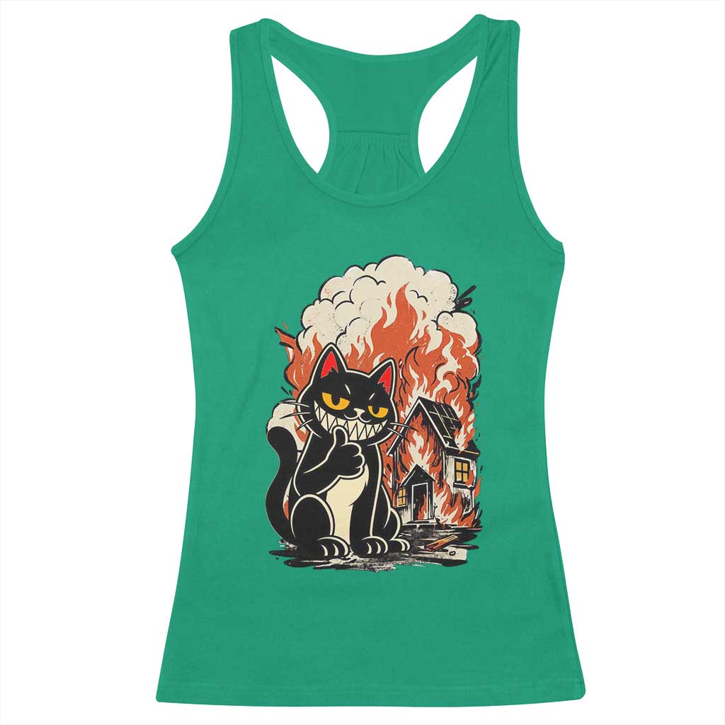 Funny Trouble Maker Cat Racerback Tank Top Cute Mischief Graphic Gift For Cat Lover