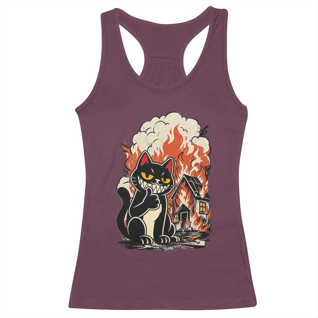 Funny Trouble Maker Cat Racerback Tank Top Cute Mischief Graphic Gift For Cat Lover