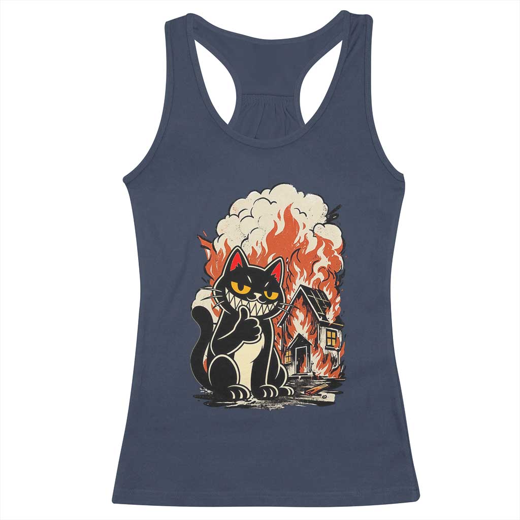 Funny Trouble Maker Cat Racerback Tank Top Cute Mischief Graphic Gift For Cat Lover