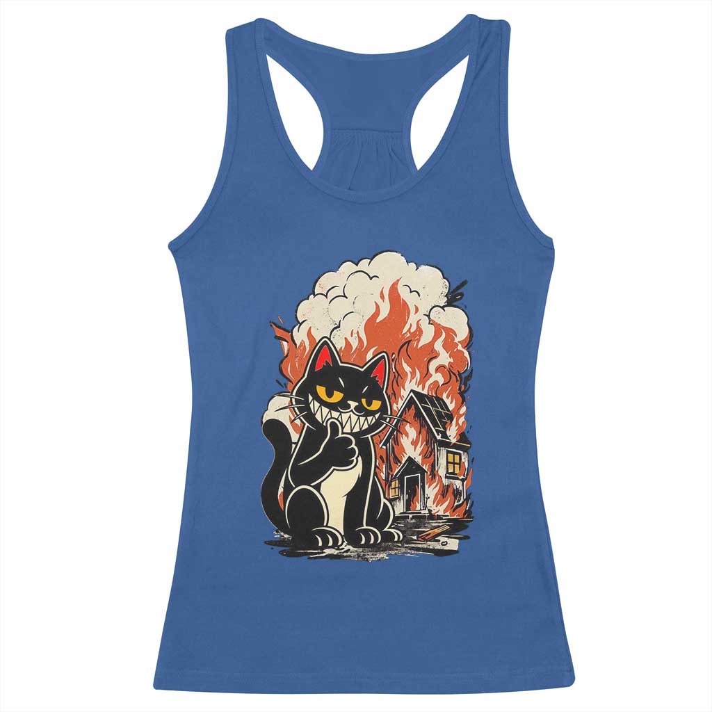 Funny Trouble Maker Cat Racerback Tank Top Cute Mischief Graphic Gift For Cat Lover