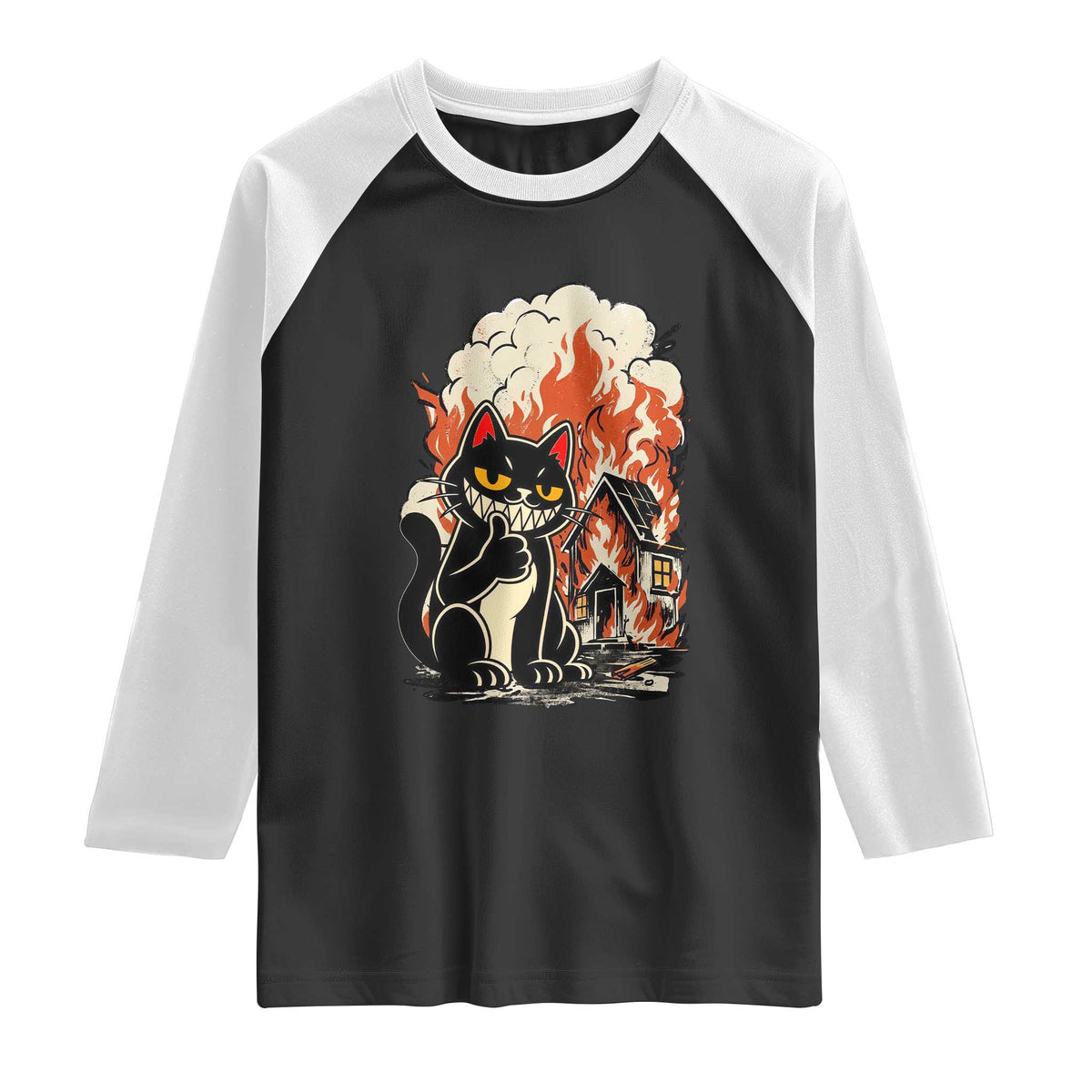 Funny Trouble Maker Cat Raglan Shirt Cute Mischief Graphic Gift For Cat Lover