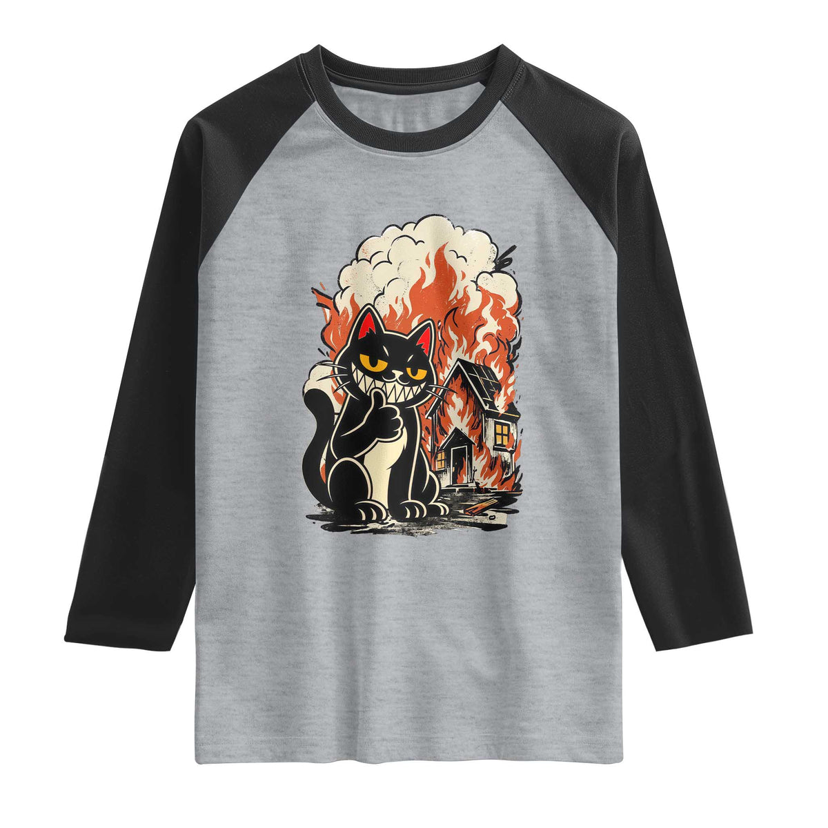 Funny Trouble Maker Cat Raglan Shirt Cute Mischief Graphic Gift For Cat Lover