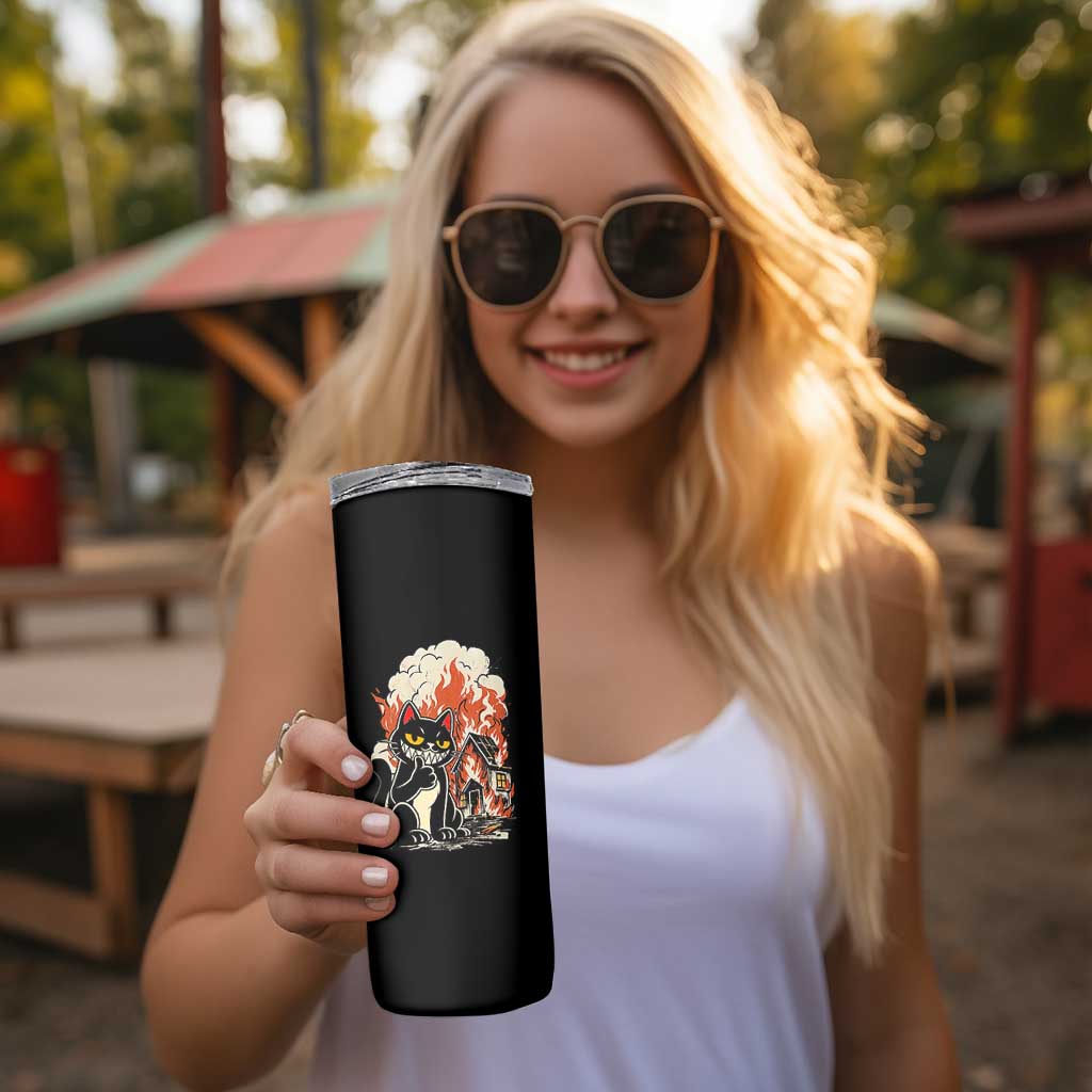 Funny Trouble Maker Cat Skinny Tumbler Cute Mischief Graphic Gift For Cat Lover