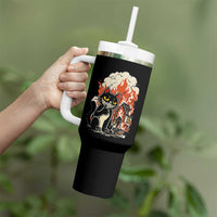 Funny Trouble Maker Cat Tumbler With Handle Cute Mischief Graphic Gift For Cat Lover