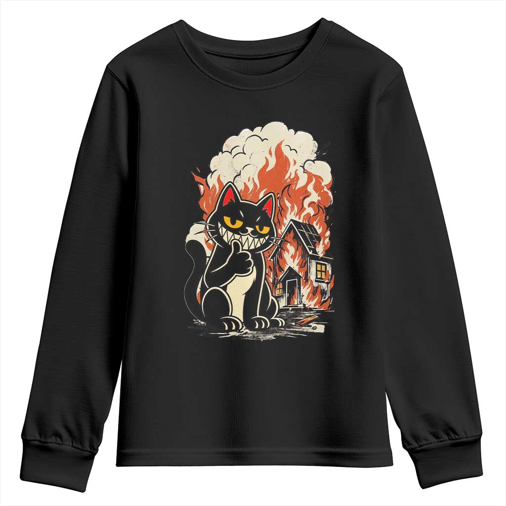 Funny Trouble Maker Cat Youth Sweatshirt Cute Mischief Graphic Gift For Cat Lover