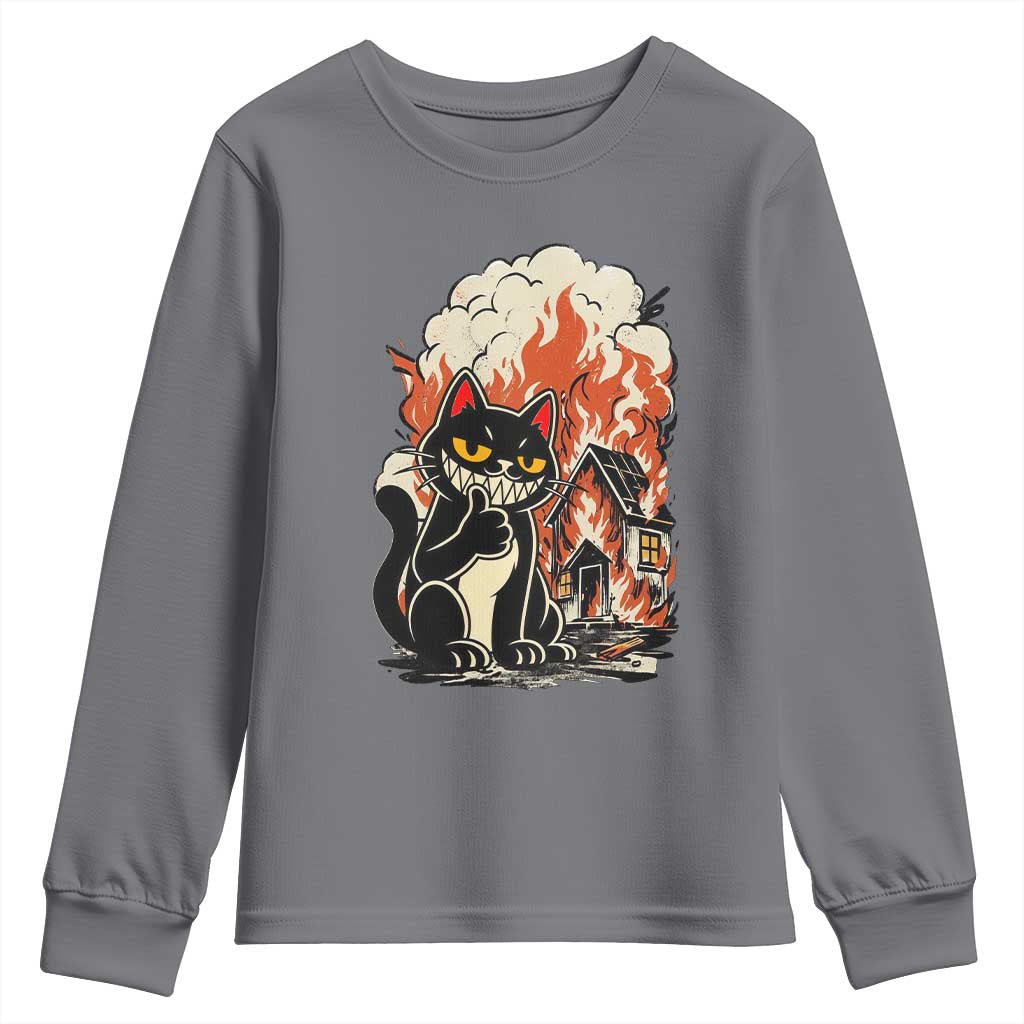 Funny Trouble Maker Cat Youth Sweatshirt Cute Mischief Graphic Gift For Cat Lover