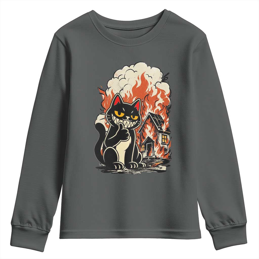 Funny Trouble Maker Cat Youth Sweatshirt Cute Mischief Graphic Gift For Cat Lover