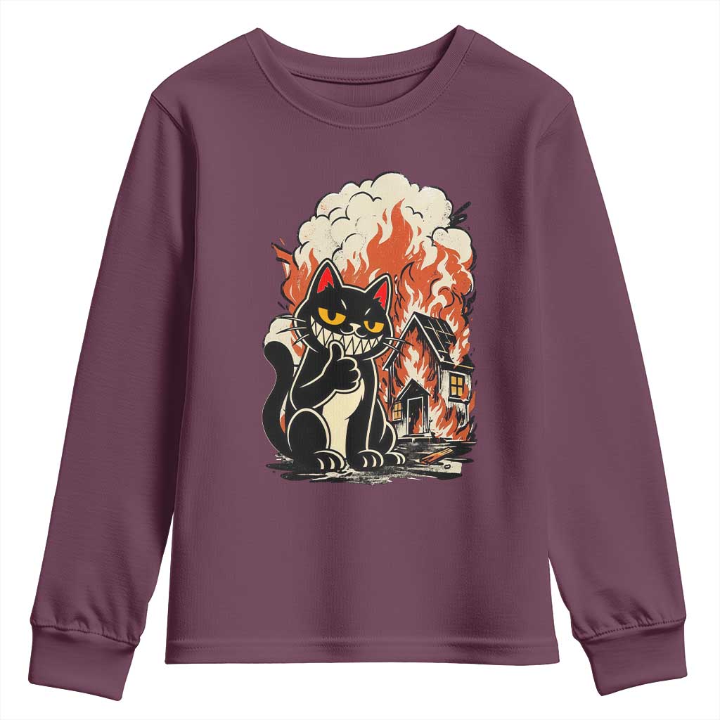 Funny Trouble Maker Cat Youth Sweatshirt Cute Mischief Graphic Gift For Cat Lover