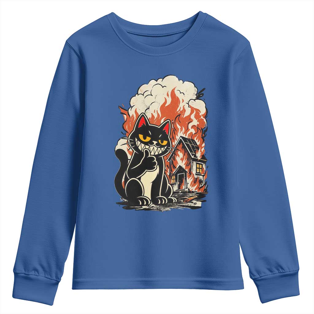 Funny Trouble Maker Cat Youth Sweatshirt Cute Mischief Graphic Gift For Cat Lover