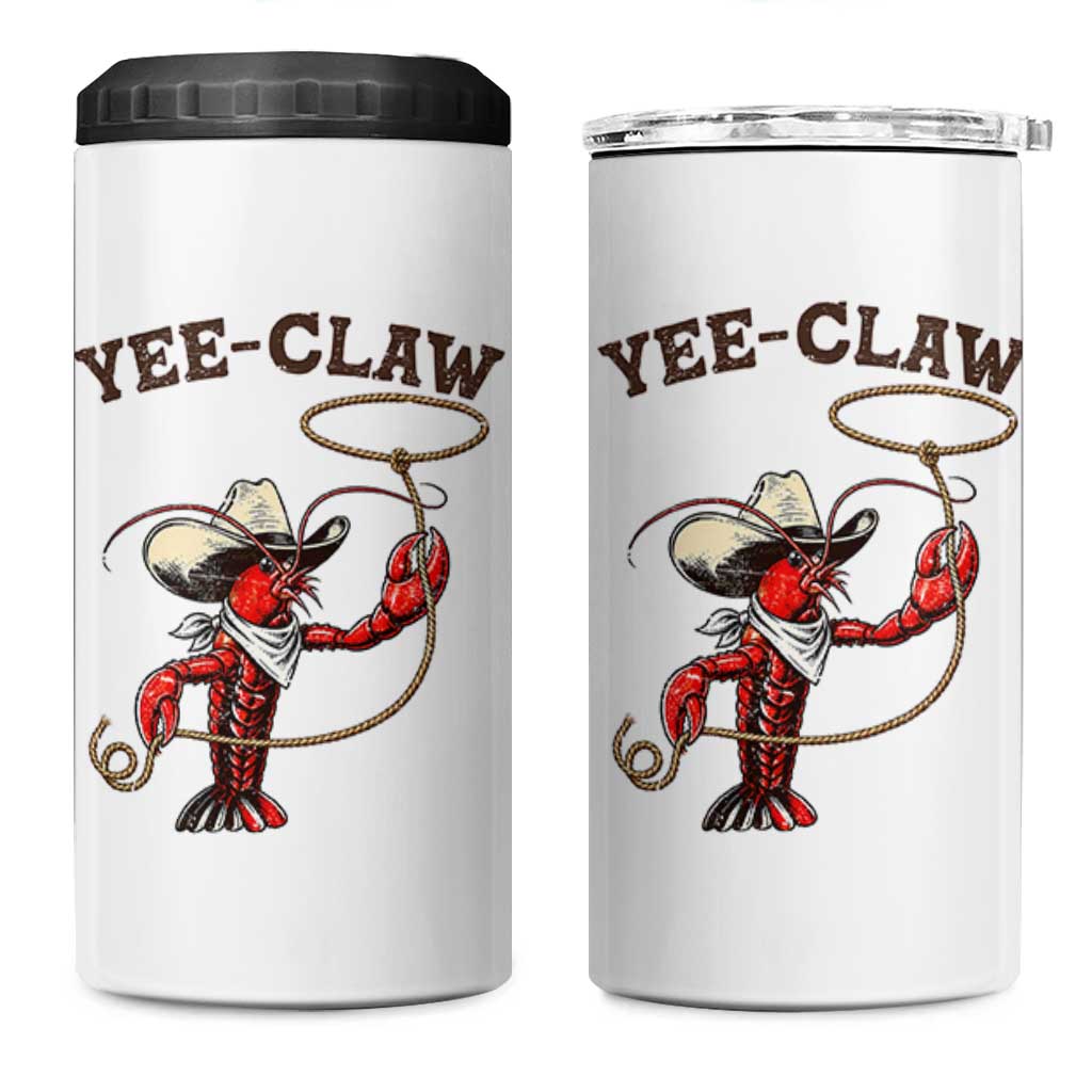 Yee Claw 4 in 1 Can Cooler Tumbler Funny Crawfish Cajun Seafood Festival