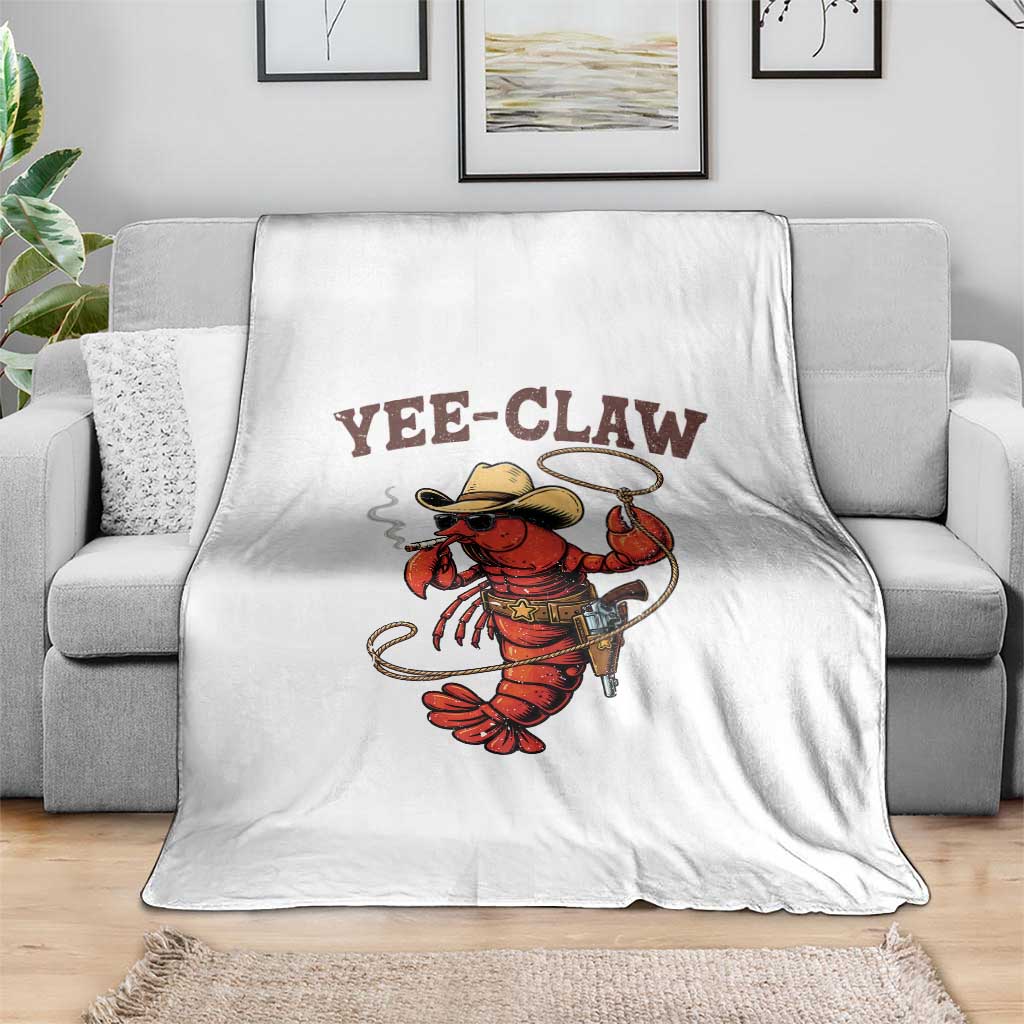 Yee Claw Southern Crawfish Throw Blanket Funny Seafood Party Graphic