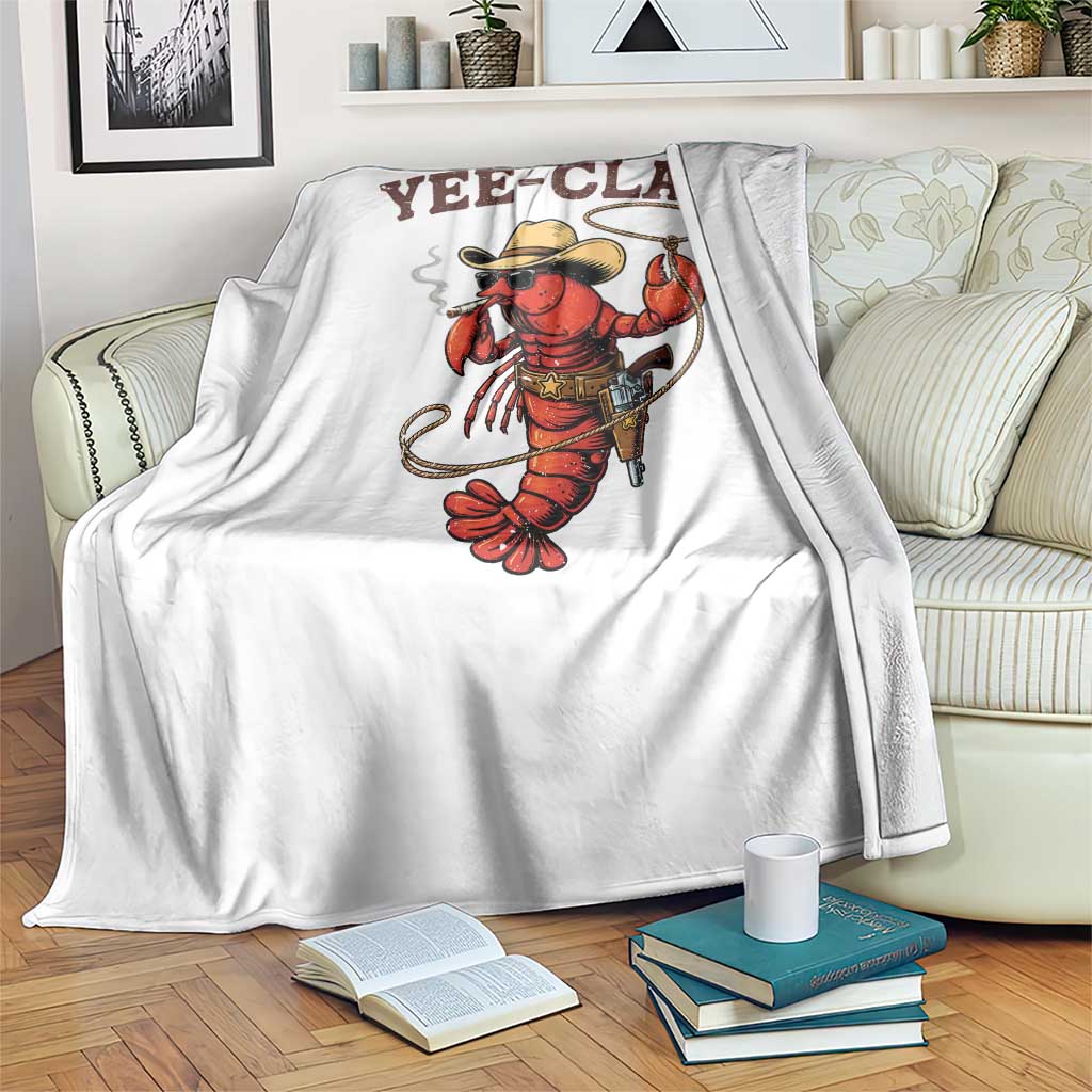 Yee Claw Southern Crawfish Throw Blanket Funny Seafood Party Graphic