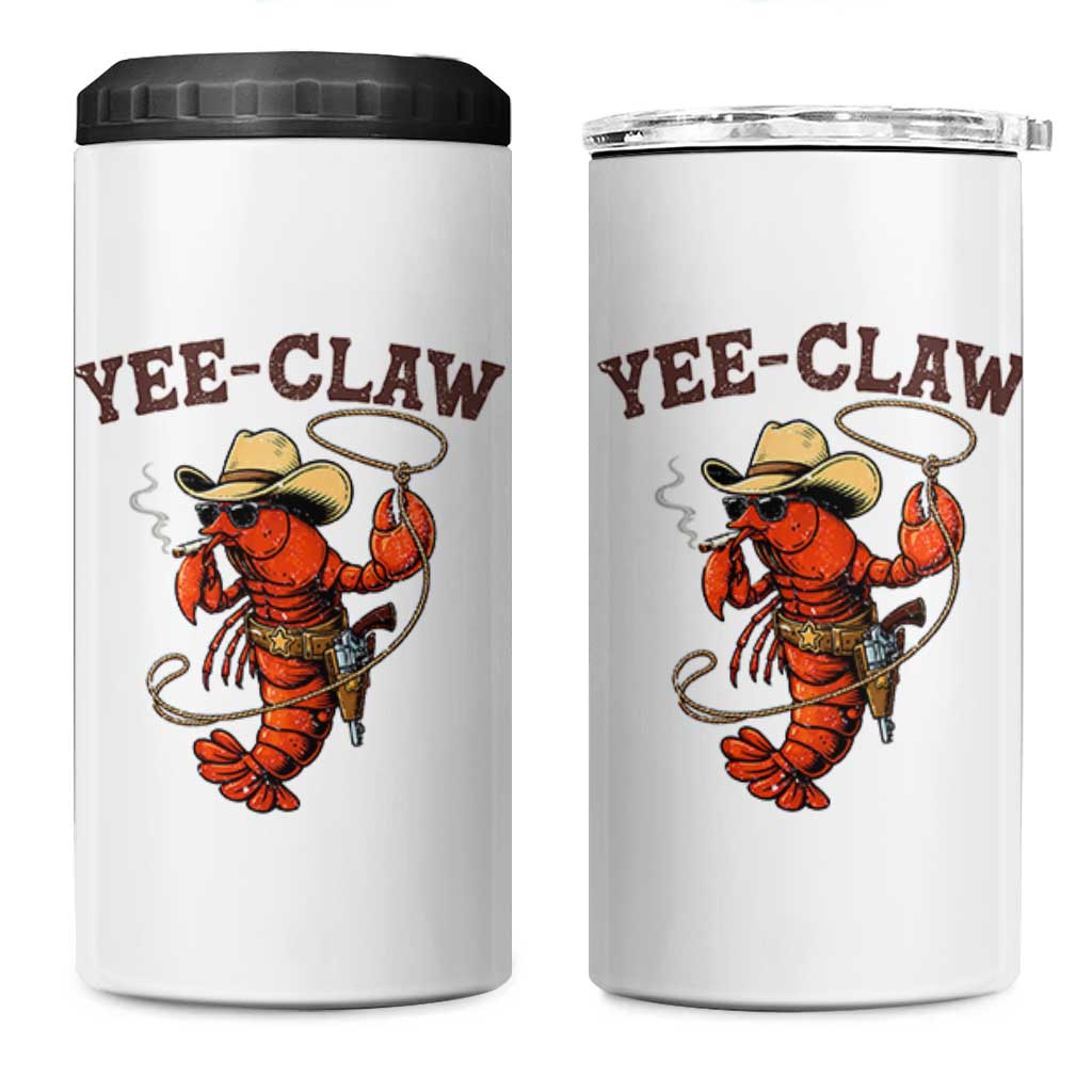 Yee Claw Southern Crawfish 4 in 1 Can Cooler Tumbler Funny Seafood Party Graphic