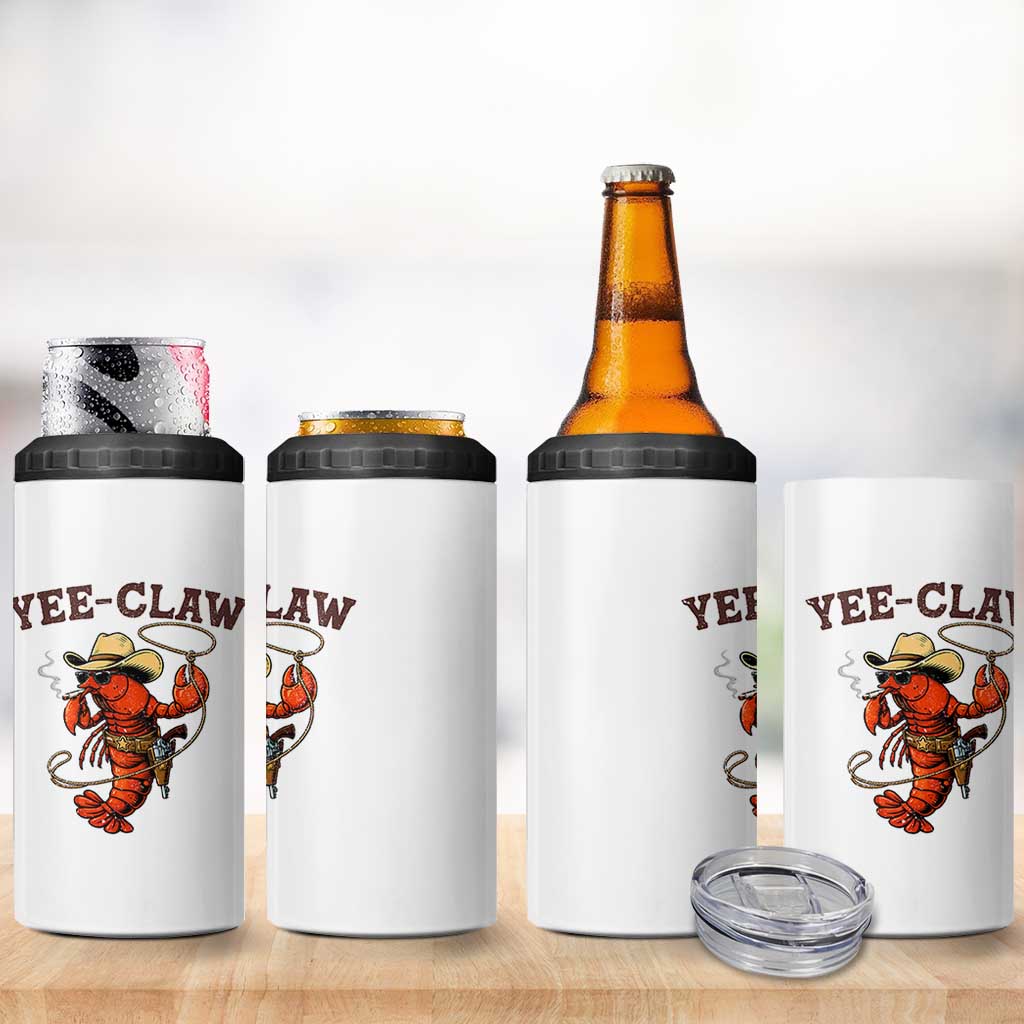 Yee Claw Southern Crawfish 4 in 1 Can Cooler Tumbler Funny Seafood Party Graphic