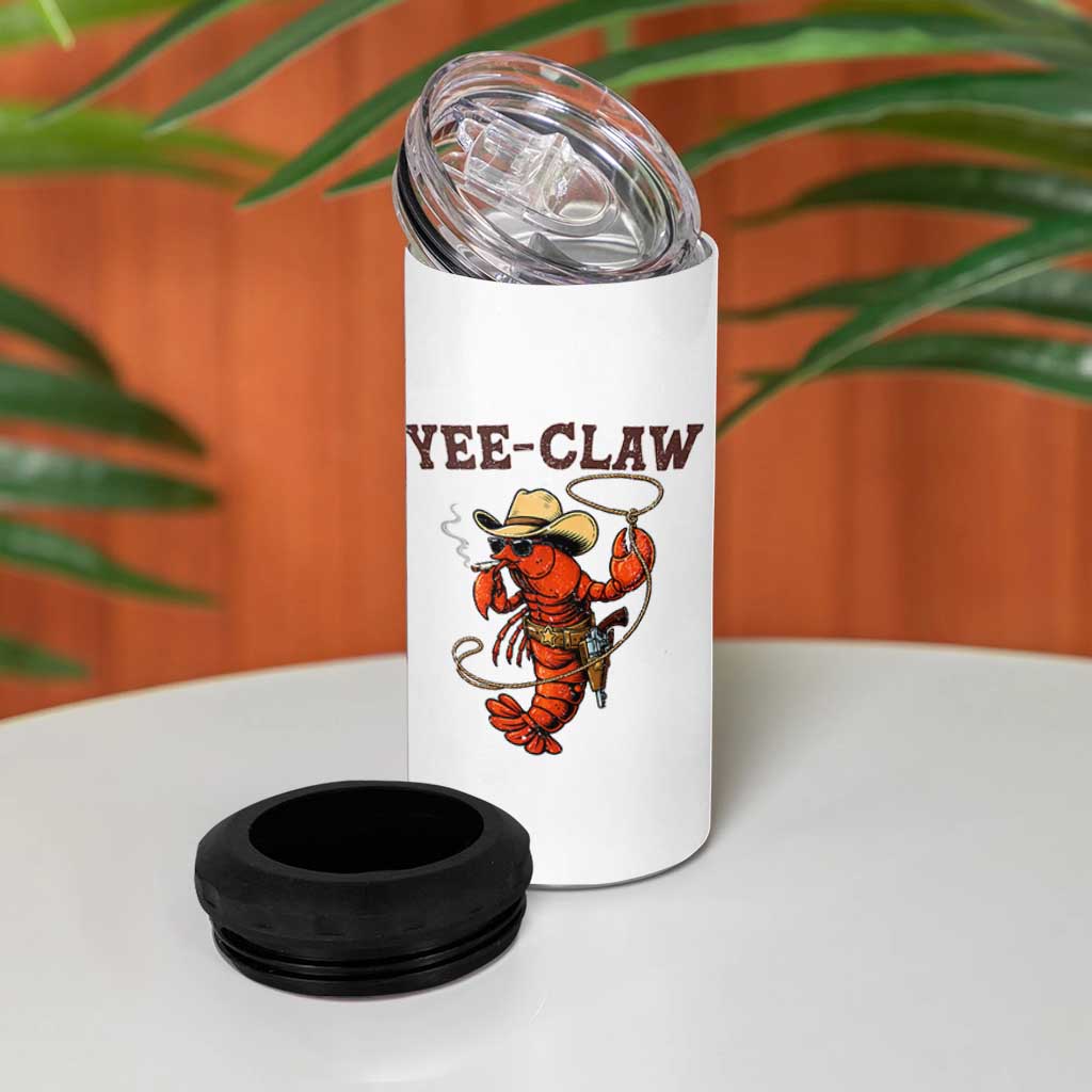 Yee Claw Southern Crawfish 4 in 1 Can Cooler Tumbler Funny Seafood Party Graphic