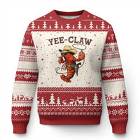 Yee Claw Southern Crawfish Ugly Christmas Sweater Funny Seafood Party Graphic