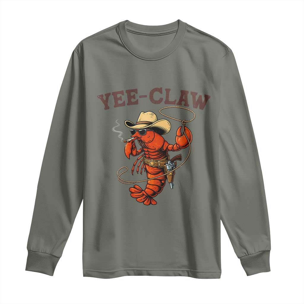 Yee Claw Southern Crawfish Long Sleeve Shirt Funny Seafood Party Graphic