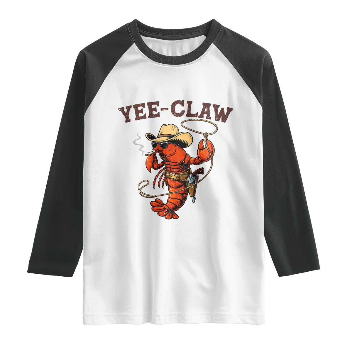 Yee Claw Southern Crawfish Raglan Shirt Funny Seafood Party Graphic