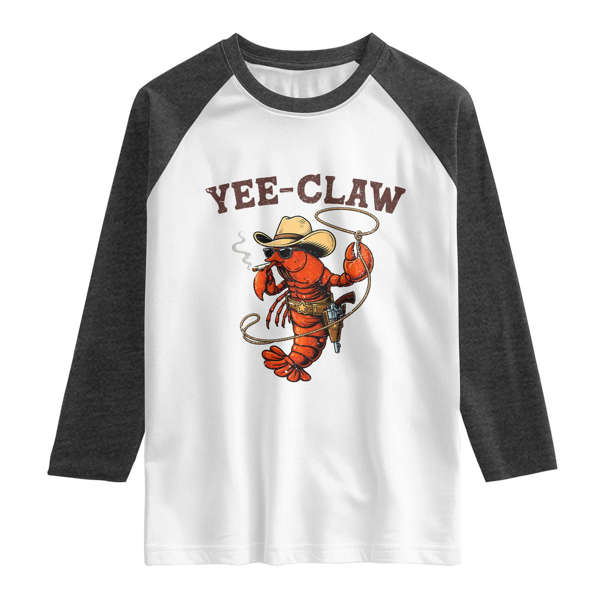 Yee Claw Southern Crawfish Raglan Shirt Funny Seafood Party Graphic