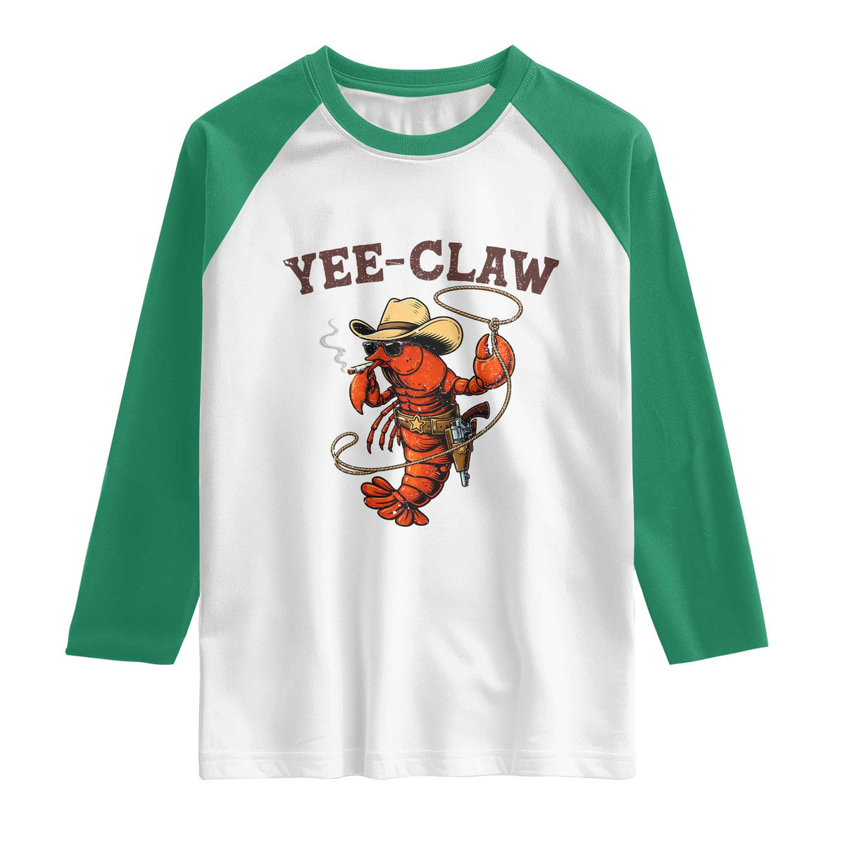 Yee Claw Southern Crawfish Raglan Shirt Funny Seafood Party Graphic