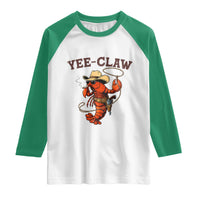 Yee Claw Southern Crawfish Raglan Shirt Funny Seafood Party Graphic