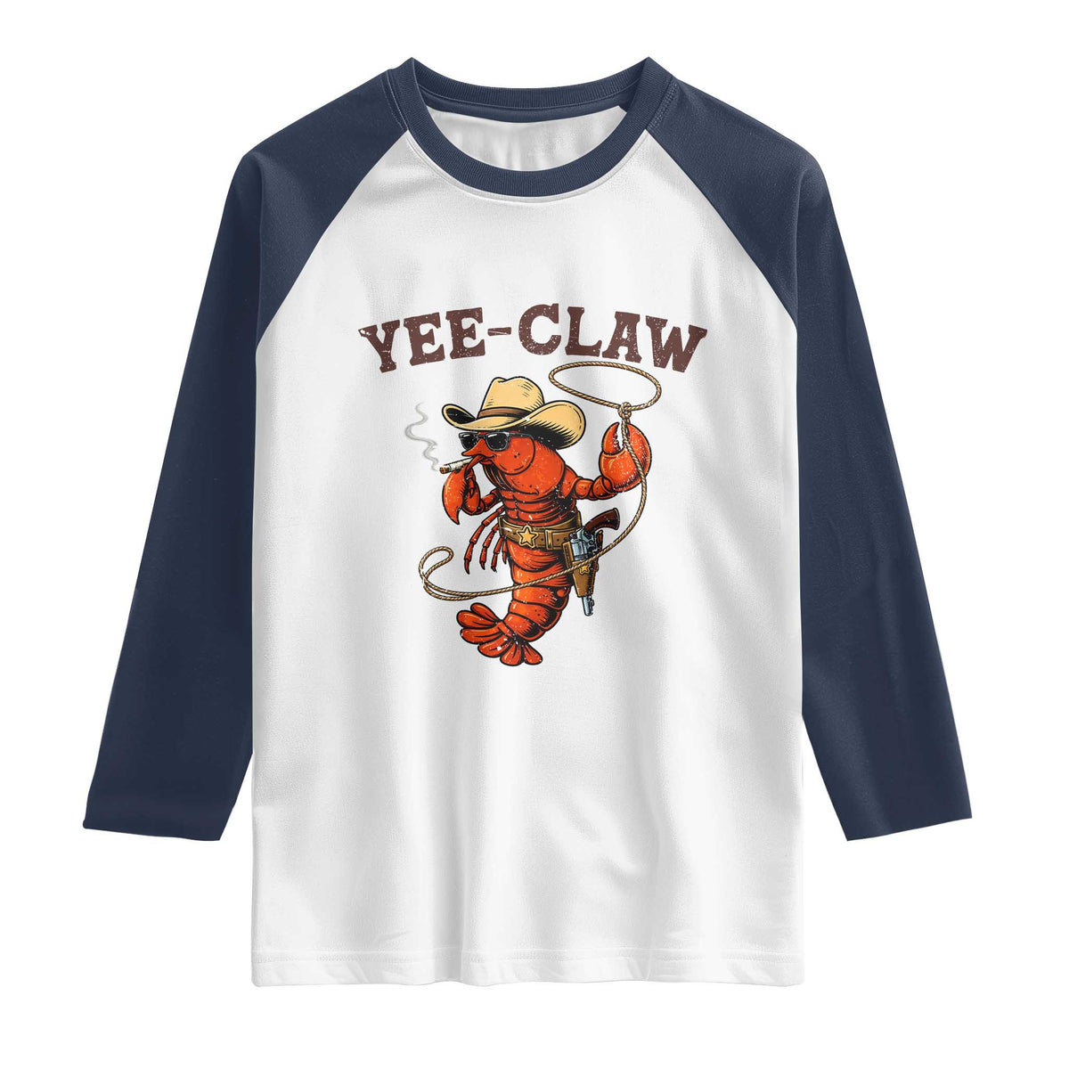 Yee Claw Southern Crawfish Raglan Shirt Funny Seafood Party Graphic