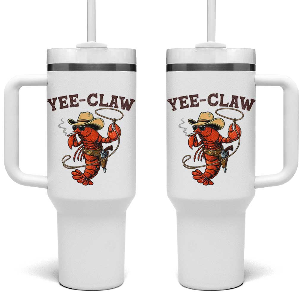 Yee Claw Southern Crawfish Tumbler With Handle Funny Seafood Party Graphic