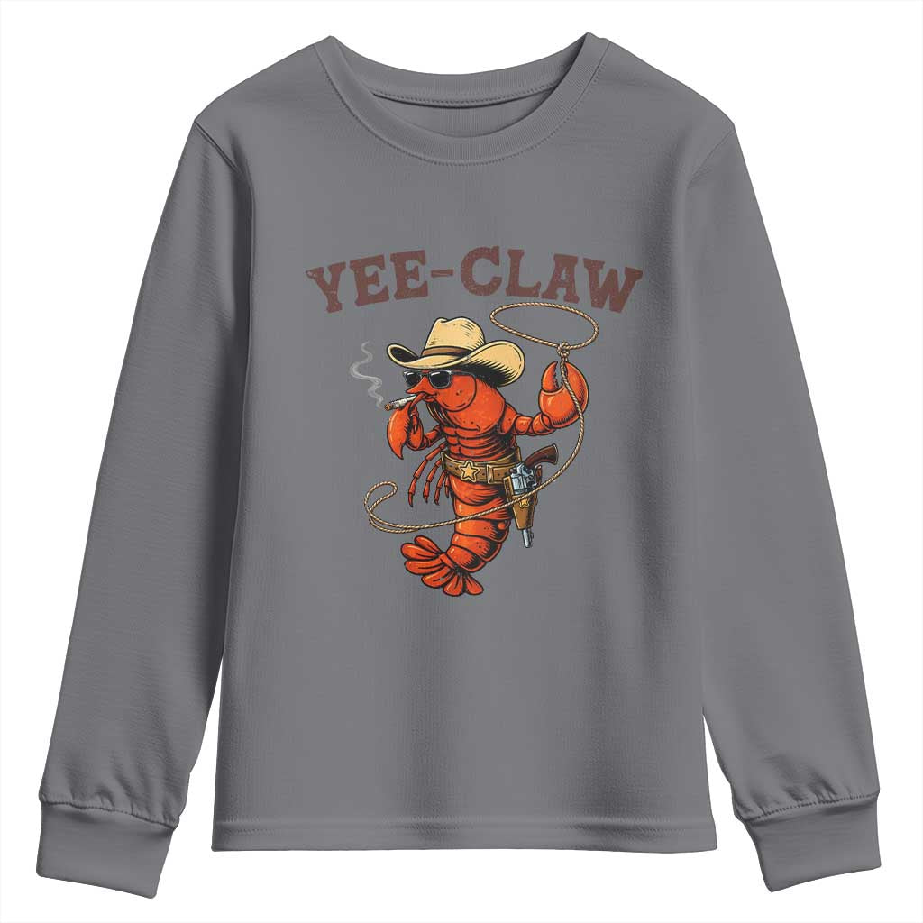 Yee Claw Southern Crawfish Youth Sweatshirt Funny Seafood Party Graphic