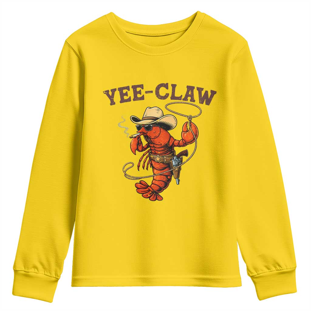 Yee Claw Southern Crawfish Youth Sweatshirt Funny Seafood Party Graphic